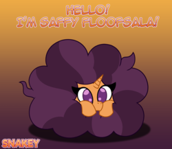 Size: 2300x2000 | Tagged: safe, artist:snakeythingy, saffron masala, pony, g4, dialogue, fluffy, gradient background, high res, poofy mane