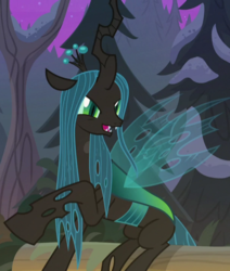 Size: 610x718 | Tagged: safe, screencap, queen chrysalis, changeling, changeling queen, frenemies (episode), g4, cropped, female, sitting, solo