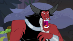 Size: 1920x1080 | Tagged: safe, screencap, lord tirek, centaur, frenemies (episode), g4, eyes closed, laughing, male, nose piercing, nose ring, open mouth, piercing, septum piercing, solo