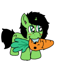Size: 1440x1657 | Tagged: safe, artist:scotch, oc, oc:filly anon, blushing, carrot, cute, drool, female, filly, food, plushie, small