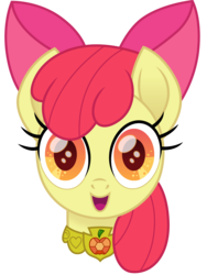 Size: 1130x1500 | Tagged: safe, artist:cloudy glow, apple bloom, earth pony, pony, g4, bow, cute, element of honesty, female, looking at you, movie accurate, simple background, transparent background