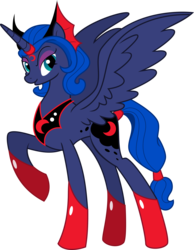 Size: 5000x6442 | Tagged: safe, artist:shootingstarsentry, gameloft, idw, princess luna, alicorn, pony, g4, reflections, spoiler:comic, absurd resolution, armor, evil, evil counterpart, evil luna, female, mare, mirror universe, mobile game, raised hoof, simple background, solo, transparent background, vector