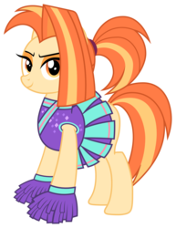 Size: 1640x2119 | Tagged: safe, artist:sonofaskywalker, shimmy shake, earth pony, pony, 2 4 6 greaaat, g4, cheerleader, clothes, female, lidded eyes, looking at you, mare, pleated skirt, pom pom, ponytail, simple background, skirt, solo, transparent background, vector