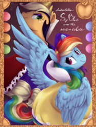 Size: 1200x1600 | Tagged: safe, artist:laps-sp, applejack, rainbow dash, pegasus, pony, g4, duo, pinkie tales, snow white and the seven dwarfs, spread wings, wings