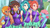 Size: 1280x720 | Tagged: safe, artist:jonfawkes, lighthoof, ocellus, shimmy shake, smolder, yona, human, 2 4 6 greaaat, g4, my little pony: friendship is magic, anime, anime style, cheerleader, clothes, dark skin, horn, horned humanization, humanized, pleated skirt, pom pom, scene interpretation, skirt, slit pupils, subtitles, uniform