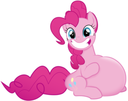 Size: 3840x3040 | Tagged: safe, artist:tgut, edit, pinkie pie, pony, a trivial pursuit, g4, adorafatty, belly, big belly, chubby, cute, fat, fat edit, female, grin, high res, hoof on belly, huge belly, obese, piggy pie, pinkie being pinkie, pudgy pie, smiling, stuffed, stuffed belly