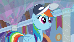 Size: 1280x720 | Tagged: safe, screencap, rainbow dash, snips, pegasus, pony, unicorn, 2 4 6 greaaat, g4, animated, female, male, sound, tail, tail pull, webm
