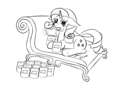 Size: 3388x2324 | Tagged: safe, artist:wapamario63, rarity, pony, unicorn, g4, cartoon physics, comfort eating, crying, digestion without weight gain, eating, fainting couch, female, food, hammerspace, hammerspace belly, high res, ice cream, mare, marshmelodrama, solo, spoon, stuffing