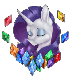 Size: 3056x3303 | Tagged: safe, artist:norrixcurral08, part of a set, rarity, pony, g4, bust, diamonds, eyes closed, female, high res, portrait, signature, simple background, smiling, solo, transparent background