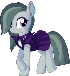 Size: 6397x6893 | Tagged: safe, artist:cyanlightning, marble pie, earth pony, pony, g4, .svg available, absurd resolution, blushing, clothes, cute, ear fluff, ear piercing, earring, female, jewelry, mare, piercing, punk, simple background, smiling, solo, transparent background, vector