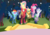 Size: 3400x2400 | Tagged: safe, anonymous artist, applejack, big macintosh, fluttershy, pinkie pie, rainbow dash, rarity, spike, dragon, series:fm holidays, g4, crowd, eye reflection, female, fluttershy riding big macintosh, hat off, high res, lineless, looking up, male, no pupils, open mouth, ponies riding ponies, reflection, riding, ship:fluttermac, shipping, silhouette, smiling, spread wings, stage, stairs, straight, summer sun celebration, winged spike, wings