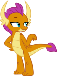Size: 4184x5553 | Tagged: safe, artist:memnoch, smolder, dragon, g4, school daze, claws, dragoness, female, fist bump, folded wings, hand on hip, horns, lidded eyes, simple background, smiling, smirk, smugder, solo, teenaged dragon, teenager, toes, transparent background, vector, wings