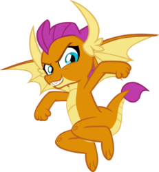 Size: 5308x5753 | Tagged: safe, artist:memnoch, smolder, dragon, g4, uprooted, clenched fist, confident, dragoness, energetic, fangs, female, flying, grin, horns, looking down, simple background, smiling, smugder, solo, spread wings, teenaged dragon, teenager, transparent background, vector