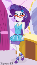 Size: 2000x3500 | Tagged: safe, artist:tabrony23, rarity, equestria girls, g4, my little pony equestria girls: better together, clothes, female, geode of shielding, glasses, high res, magical geodes, rarity peplum dress, show accurate, smiling, solo