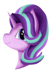 Size: 1096x1564 | Tagged: safe, artist:tonyseil, starlight glimmer, pony, unicorn, g4, bust, female, looking at you, mare, profile, simple background, smiling, solo, transparent background
