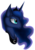 Size: 1690x2406 | Tagged: safe, artist:tonyseil, princess luna, alicorn, pony, g4, bust, ethereal mane, eyeshadow, female, horn, jewelry, makeup, mare, portrait, profile, regalia, simple background, smiling, solo, starry mane, transparent background