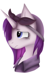 Size: 1293x2112 | Tagged: safe, artist:tonyseil, rarity, pony, unicorn, g4, alternate timeline, bust, clothes, crystal war timeline, female, frown, mare, overalls, profile, rarity the riveter, sad, simple background, solo, transparent background