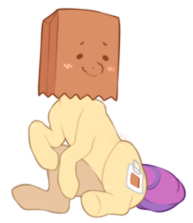 Size: 1200x1387 | Tagged: safe, artist:dustyonyx, oc, oc:paper bag, earth pony, pony, fake cutie mark, female, paper bag, simple background, transparent background