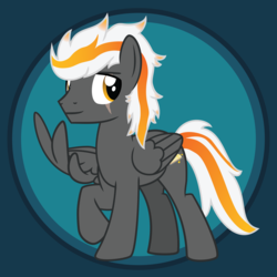 Size: 2084x2084 | Tagged: safe, artist:showtimeandcoal, oc, oc only, oc:wyngs triumphant, pegasus, pony, commission, customized toy, digital art, high res, icon, male, scar, simple background, smiling, smirk, solo, stallion, toy, vector, wings