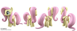 Size: 1800x724 | Tagged: safe, artist:andrew hickinbottom, part of a set, fluttershy, pegasus, pony, g4, official, 3d, 3ds max, female, multeity, simple background, solo, white background
