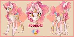 Size: 1768x900 | Tagged: safe, artist:pon-ee, oc, oc only, oc:rosegold, pony, unicorn, flower, solo