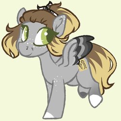 Size: 800x800 | Tagged: safe, artist:crimmharmony, oc, oc only, pegasus, pony, body freckles, bow, colored wings, ear freckles, female, freckles, hair bow, looking back, mare, multicolored wings, simple background, solo, wings