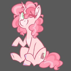 Size: 800x800 | Tagged: safe, artist:crimmharmony, oc, oc only, unnamed oc, pony, unicorn, coat markings, colored hooves, green eyes, heart, not pinkie pie, one eye closed, simple background, solo, wink