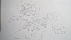 Size: 5312x2992 | Tagged: safe, artist:徐詩珮, starlight glimmer, pony, unicorn, g4, cute, female, glimmerbetes, implied lesbian, implied shipping, implied startrix, implied trixie, lineart, mare, traditional art