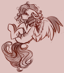 Size: 745x850 | Tagged: safe, artist:crimmharmony, oc, oc only, oc:crimm harmony, pegasus, pony, crying, curled up, female, frazzled, mare, simple background, solo, spread wings, wings
