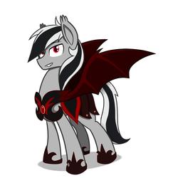 Size: 1236x1269 | Tagged: safe, artist:flylash1, oc, oc only, oc:stormdancer, bat pony, pony, armor, armored wings, bat pony oc, hoof shoes, night guard, night guard armor, simple background, smiling, solo, spread wings, white background, wings