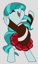 Size: 587x990 | Tagged: safe, artist:lockhe4rt, lighthoof, earth pony, pony, 2 4 6 greaaat, g4, bipedal, cheering, cheerleader, choker, clothes, cute, eyes closed, female, floppy ears, mare, open mouth, pleated skirt, simple background, skirt, smiling, solo, underhoof, white background