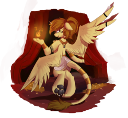 Size: 4050x3729 | Tagged: safe, alternate version, artist:beardie, oc, oc only, oc:katya ironstead, sphinx, chest fluff, clothes, dancing, egyptian, egyptian dance, egyptian pony, female, solo, species swap, sphinxified
