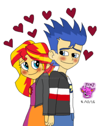 Size: 808x989 | Tagged: safe, artist:stella-exquisa, flash sentry, sunset shimmer, equestria girls, g4, female, male, ship:flashimmer, shipping, straight