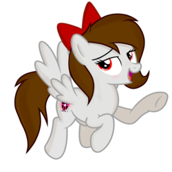 Size: 1520x1520 | Tagged: safe, artist:rsa.fim, oc, oc:whisper hope, pegasus, pony, bow, female, looking at you, mare, raised hoof, red eyes, simple background, smiling, transparent background