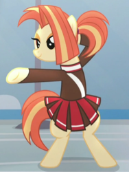 Size: 360x478 | Tagged: safe, screencap, shimmy shake, pony, 2 4 6 greaaat, g4, bipedal, cheerleader, cheerleader outfit, clothes, cropped, female, mare, solo