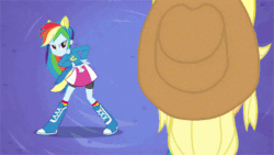 Size: 500x281 | Tagged: safe, screencap, applejack, fluttershy, pinkie pie, rainbow dash, rarity, equestria girls, g4, my little pony equestria girls, animated, boots, butt to butt, butt touch, female, gif, helping twilight win the crown, humane five, shoes