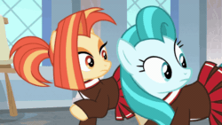 Size: 640x360 | Tagged: safe, edit, edited screencap, screencap, lighthoof, shimmy shake, pony, 2 4 6 greaaat, g4, animated, clothes, cute, dancing, female, headbob, invisible stallion, mare, out of context, perfect loop, pleated skirt, ponytail, reversed, skirt