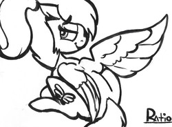 Size: 2812x2066 | Tagged: safe, artist:ratiodaze, oc, oc only, oc:acela, pegasus, pony, high res, lineart, wings