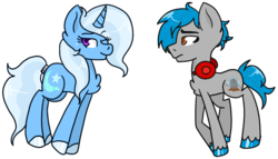 Size: 2100x1200 | Tagged: safe, artist:prince-galaxy, trixie, oc, oc:the living tombstone, pony, g4, canon x oc, female, male, shipping, straight