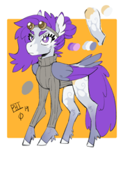 Size: 1240x1754 | Tagged: safe, artist:scarfyace, oc, oc only, oc:morning glory (project horizons), pegasus, pony, fallout equestria, fallout equestria: project horizons, clothes, fanfic art, female, goggles, mare, solo, sweater, turtleneck, unshorn fetlocks