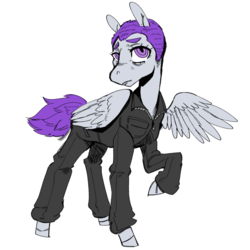 Size: 1680x1680 | Tagged: safe, artist:scarfyace, oc, oc only, oc:morning glory (project horizons), pegasus, pony, fallout equestria, fallout equestria: project horizons, clothes, fanfic art, female, jumpsuit, mare, short hair, simple background, solo, white background