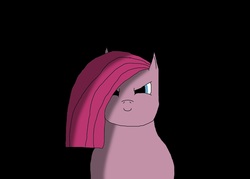 Size: 2100x1500 | Tagged: safe, artist:undeadponysoldier, pinkie pie, earth pony, pony, g4, art improvment, black background, edgy, evil, female, improving skills, looking at you, mare, pinkamena diane pie, shading, simple background, solo