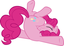 Size: 6332x4561 | Tagged: safe, artist:memnoch, pinkie pie, pony, g4, absurd resolution, cute, diapinkes, eyes closed, female, legs in air, simple background, solo, transparent background, vector
