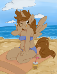Size: 2000x2600 | Tagged: safe, artist:leslers, oc, oc only, oc:leslers, anthro, beach, chubby, high res, plump, solo