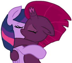 Size: 1093x954 | Tagged: safe, alternate version, artist:徐詩珮, fizzlepop berrytwist, tempest shadow, twilight sparkle, alicorn, pony, unicorn, g4, background removed, base used, broken horn, duo, female, horn, kiss on the lips, kissing, lesbian, mare, ship:tempestlight, shipping, simple background, transparent background, twilight sparkle (alicorn)