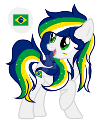 Size: 1024x1301 | Tagged: safe, artist:seaswirlsyt, earth pony, pony, brazil, deviantart watermark, female, mare, nation ponies, obtrusive watermark, ponified, simple background, solo, transparent background, watermark