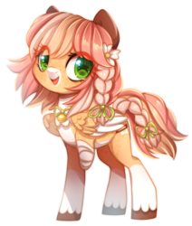 Size: 600x706 | Tagged: safe, artist:cabbage-arts, oc, oc only, oc:baby cakes, pegasus, pony, amputee, braid, braided tail, commission, commissioner:babyfrasier, female, flower, flower in hair, mare, pegasus oc, simple background, solo, transparent background