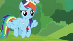 Size: 1920x1080 | Tagged: safe, screencap, rainbow dash, pony, 2 4 6 greaaat, g4, cap, coach rainbow dash, female, hat, mare, solo