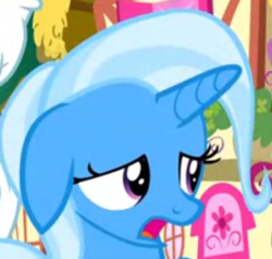 Size: 517x492 | Tagged: safe, trixie, pony, all bottled up, g4, horn, scared
