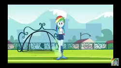 Size: 1280x720 | Tagged: safe, screencap, rainbow dash, equestria girls, equestria girls series, g4, sock it to me, sock it to me: bulk biceps, spoiler:eqg series (season 2), female, foot odor, outdoors, smelly, soccer field, solo